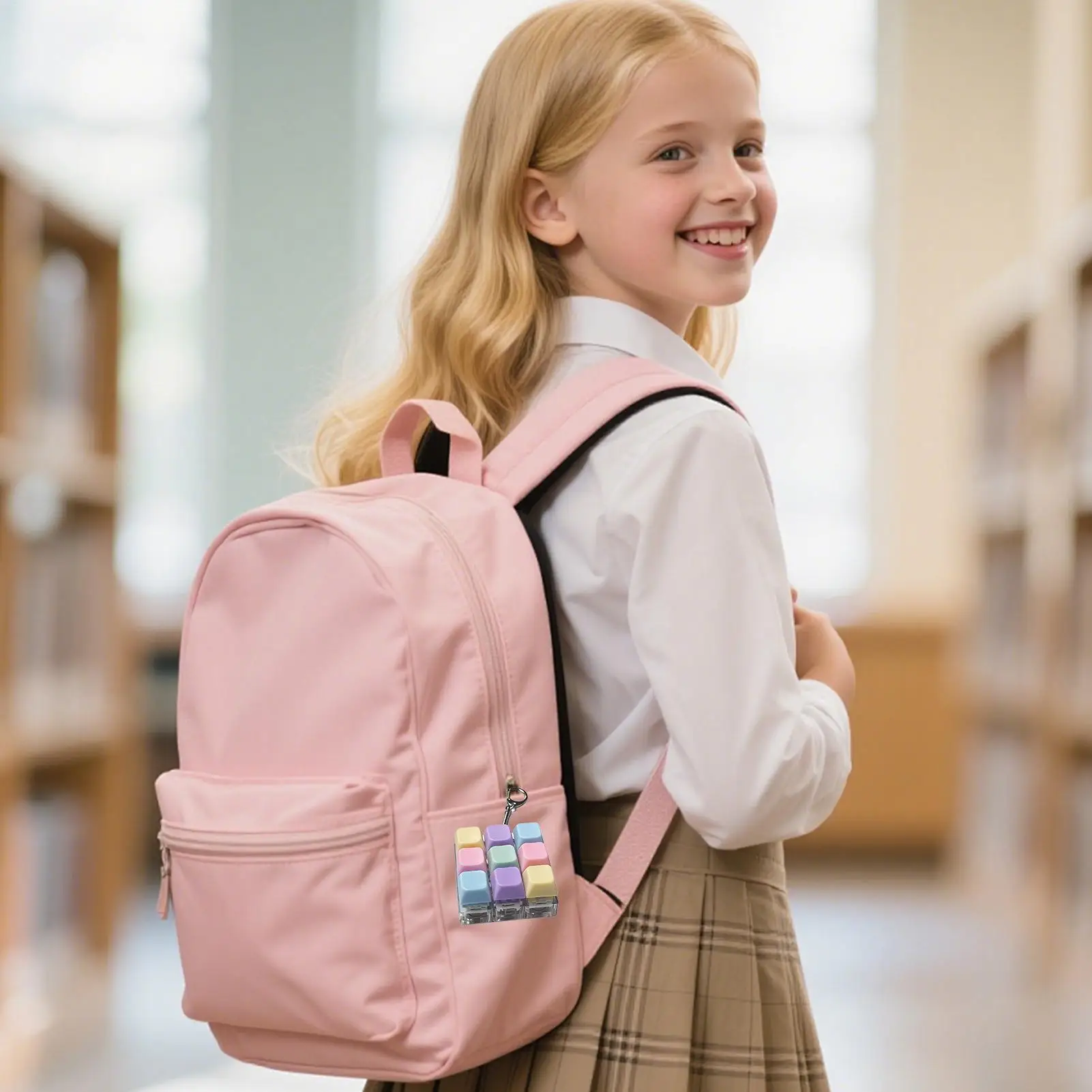 キーボードクリッカーフィジェット9キーキーリングバッグチャームフィジェットクリッカーキーホルダー男性女性男の子女の子青少年ティーン息子娘家族向け