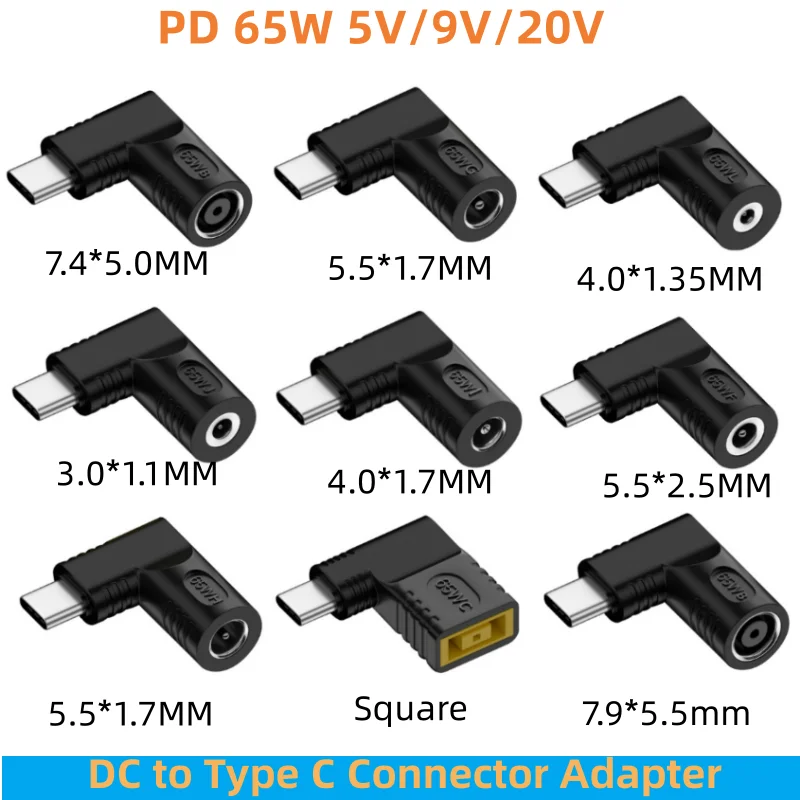 1 Stück DC zu Typ-C PD Stromanschluss-Adapter Universeller Laptop-Ladestecker zu 65W USB-C PD Adapter-Konverter für Macbook Samsung Xiaomi