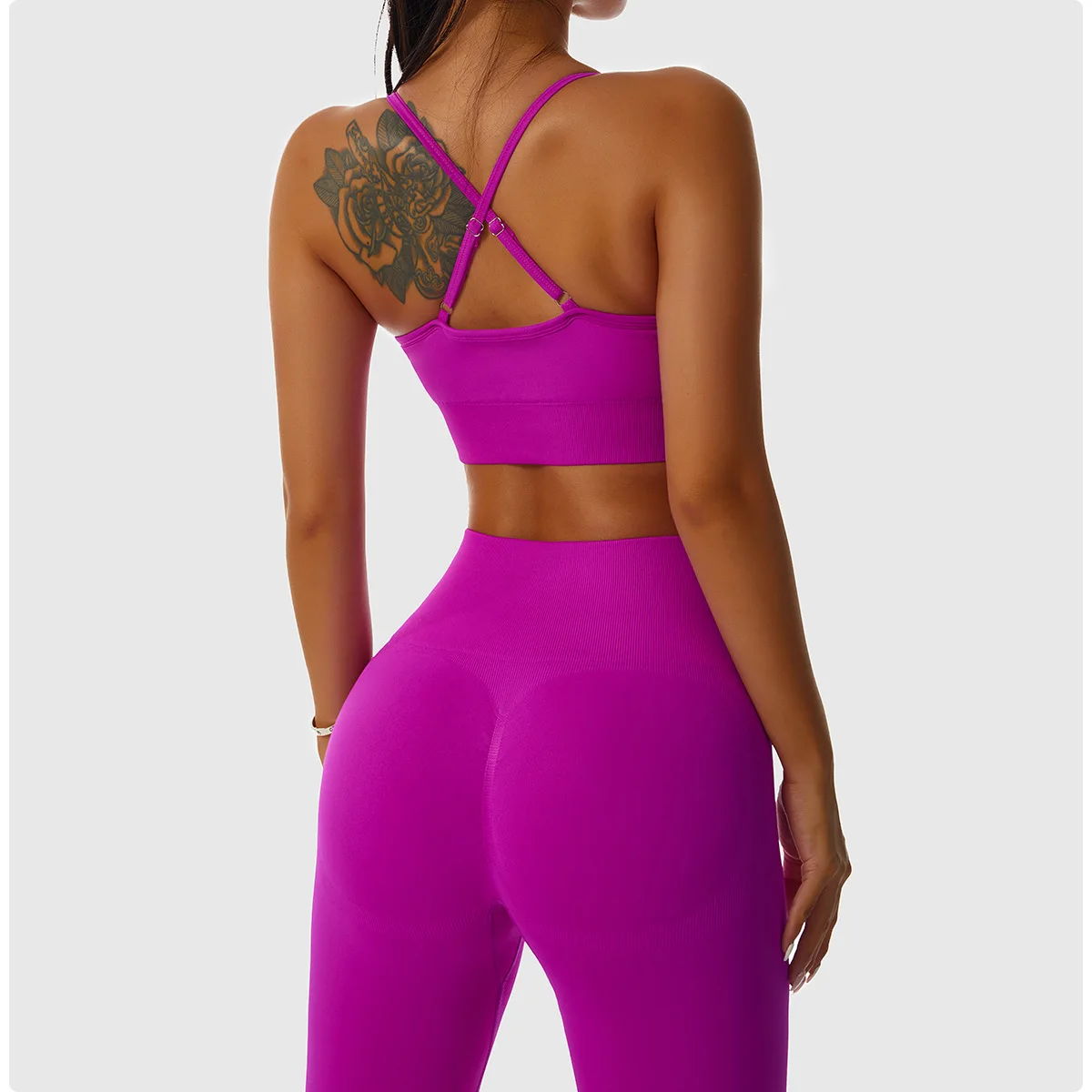 QK 1PCS Seamless Women Tracksuits Yoga Set Workout Sportswear Gym Fitness Long Sleeve Crop Top High Waist Leggings Sports Suits