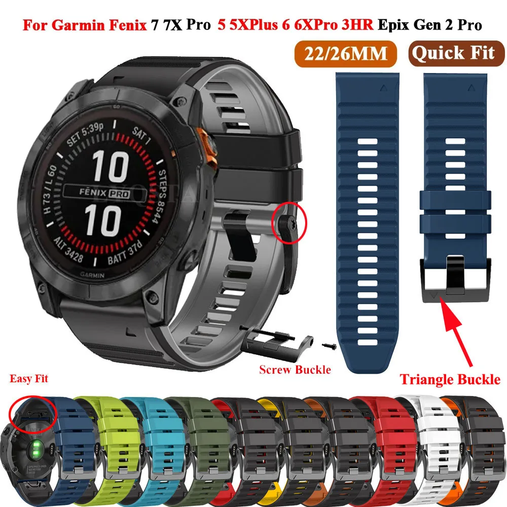 22 26mm parafuso fivela pulseira de relógio para garmin fenixe 8 47 51mm 7x 7 6x 6 5x 5 epix gen pro 2 smartwatch easyfit pulseira