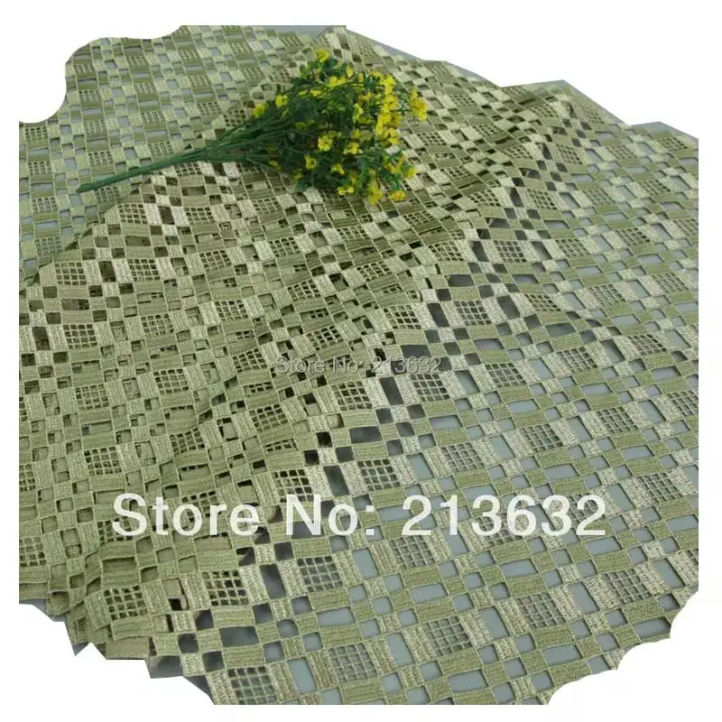 

Fabric & Lace Trim Luxury Dress Embroidery Wedding Dresses Evening design Crafts Lattice Plaid Cell Green Gold Fabrics for Sew