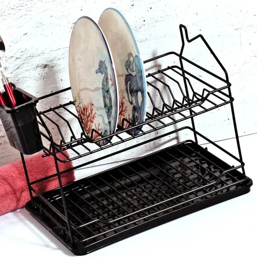 Lalezar Two-Layer Dish Rack Black