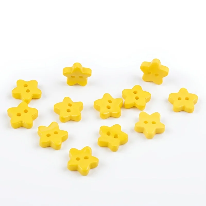 20/50pcs Yellow pentagram plastic button with two eyes shaped star button DIY handmade sweater jacket decorative button