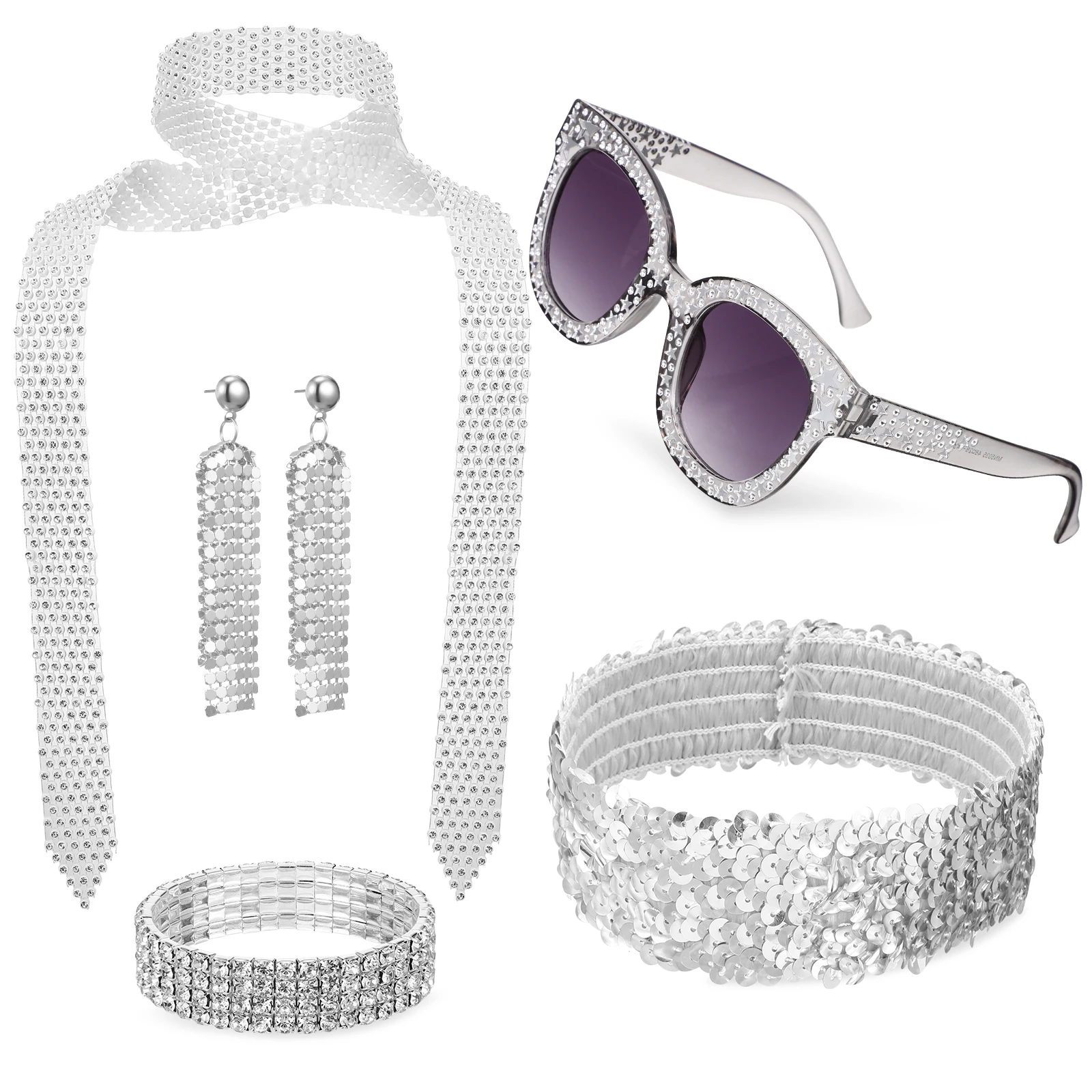 

70s Retro Accessories Set White Costume Jewelry for Women Vintage Decor 5 70S Headb s For Women Pieces Headb Pin