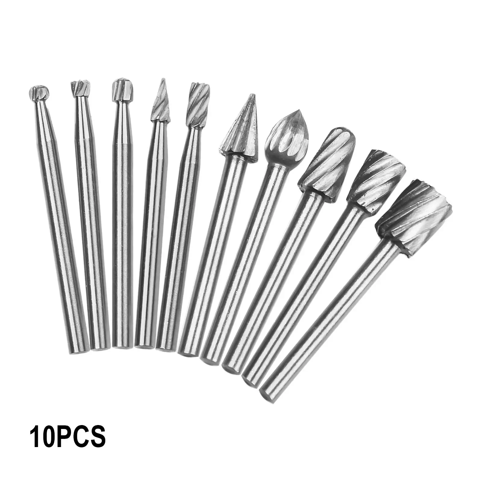 10pcs 1/8 HSS Router Drill Bits Set Rotary Burrs Tool Wood Metal Carving Milling High Hardness And Wear-resistant