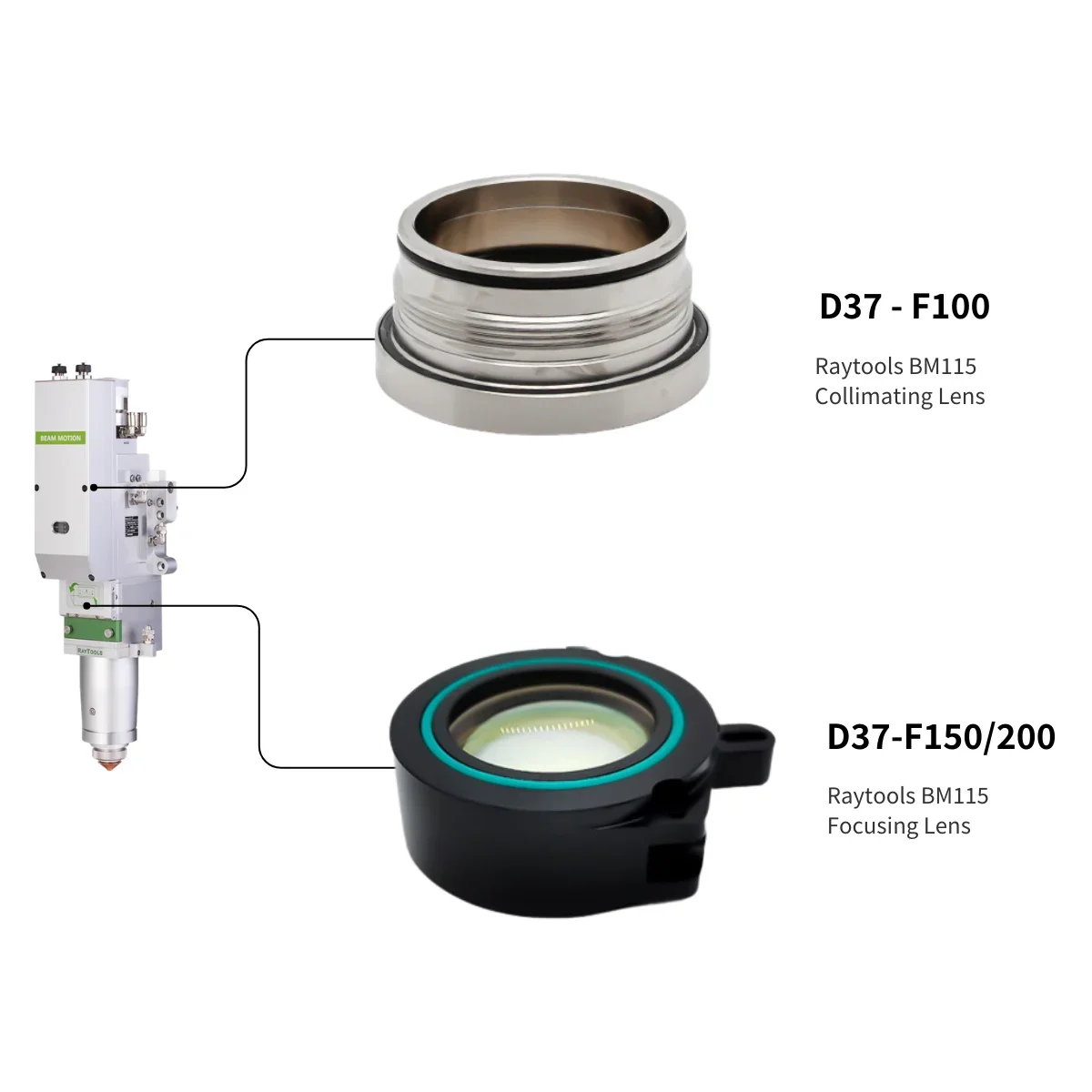 Raysoar lensa fokus perakitan kolcocok, D30 F125 F100 F150 F200 untuk Raytools BT240S BM115 kepala pemotong Laser