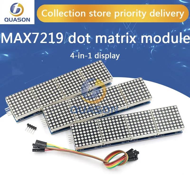 MAX7219 Dot Matrix Module For Arduino Microcontroller 4 In One Display with 5P Line