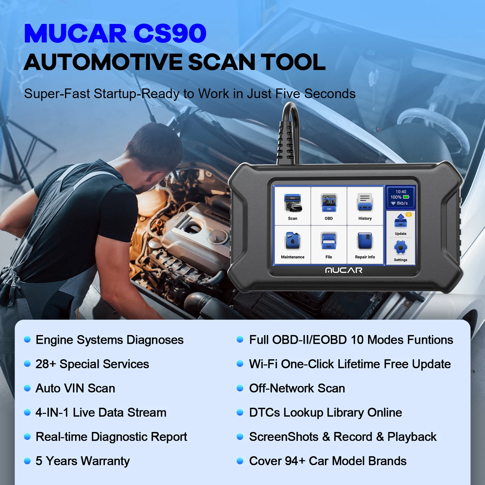 Mucar Cs90 Obd2 Scanner 28 Reset Services Levenslange Gratis Update Auto Tools Obd Ii Diagnose Motor Systemen Diagnostische Tools