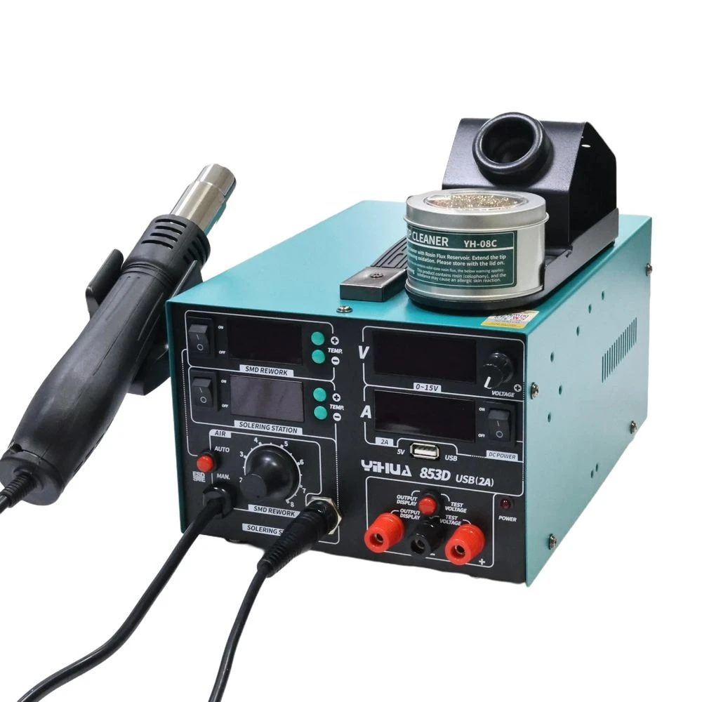 3 in1 YIHUA 853D 2A 4 LED محطة سبيكة لحام مسدس هواء ساخن شاشة ديجيتال تيار مستمر الطاقة USB لإصلاح الطاقة الهاتف المحمول #3