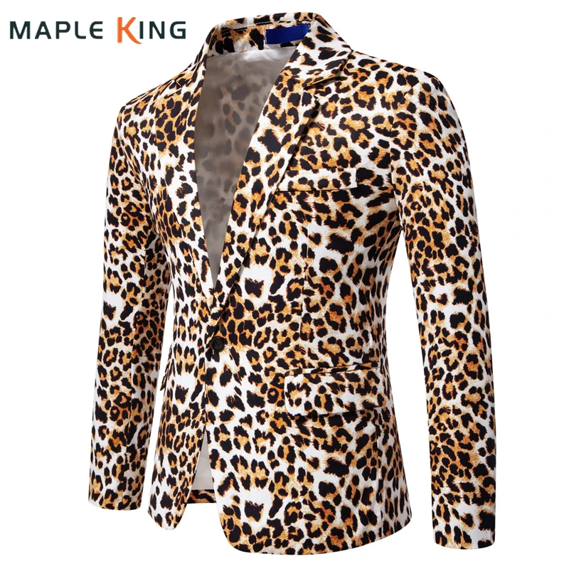 

Mens Blazers Designer Luxury Leopard Print Coats Steampunk Vintage Single Button Veston Hombre Casual Men Slim Fit Suits Jackets