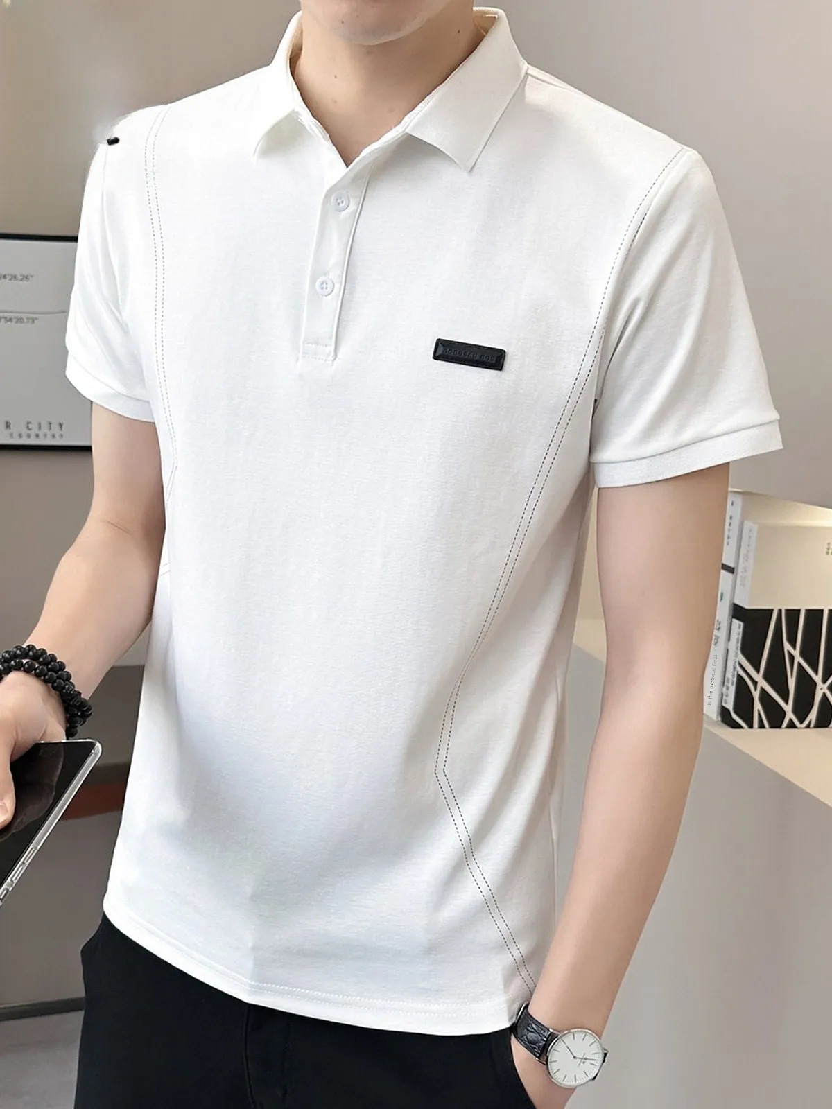 

Men's ort Sve irt Casual Turn-down Collar Summer Versatile Loose Fit Polyester Cotton Blend Faionable