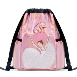 Borsa con coulisse per danza classica lucida impermeabile per bambini zaino per riporre il modello di scarpe da ballo per ragazze zaino per Ballerina latina zainetto