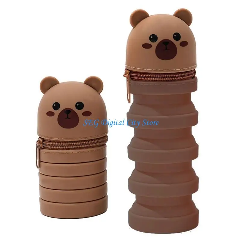 U75B Silicone Pen Case Retractable Pen Pouches Pen Holder for Student Kid Girl School