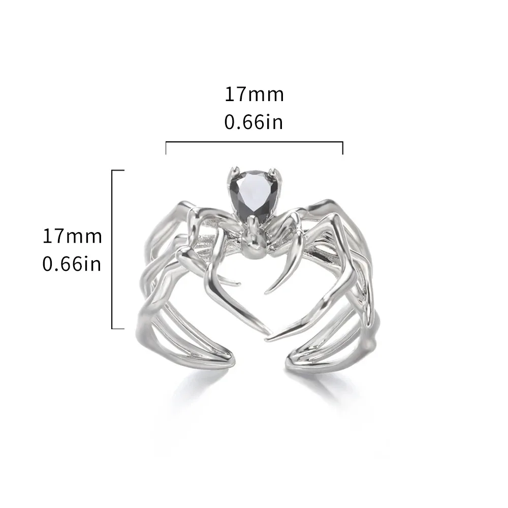 Retro Spider Rings for Women Men Sliver Color Opening Animal Ring Punk Gothic Y2K Jewelry Halloween Accessories Party Gift 2025