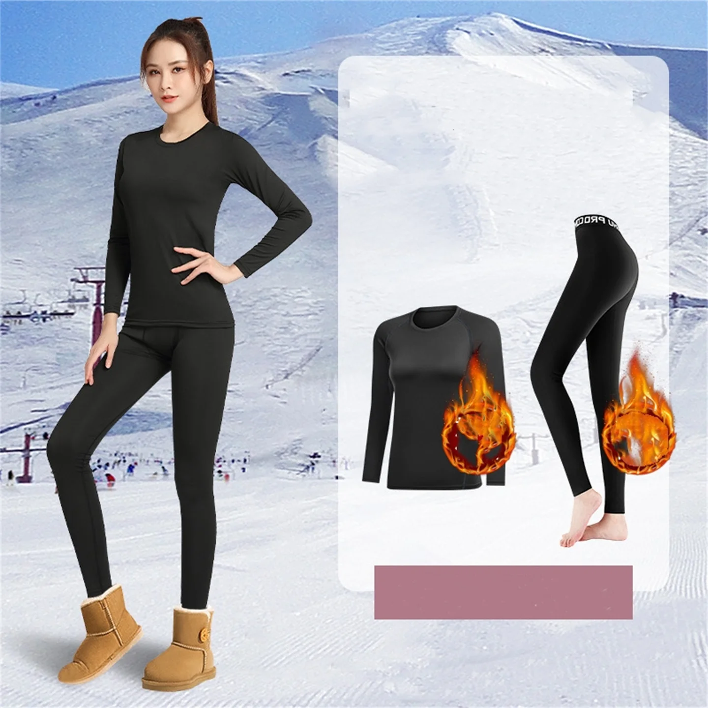 Quick-Drying Clothes Women Thermal Underwear Compression Velvet Tight Bottoming Outdoor Skiing Yoga Tops Fitness Sports Suit