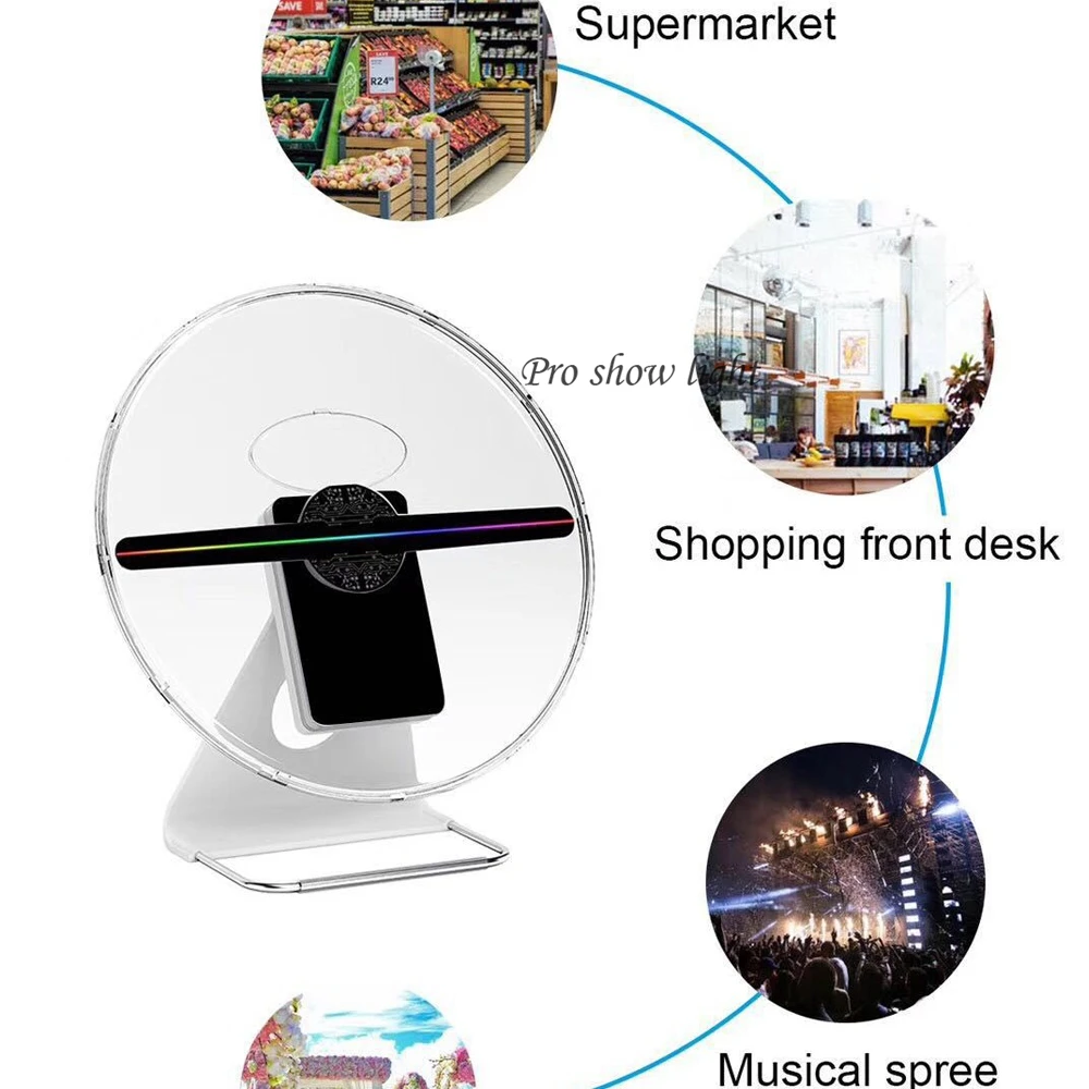 3D Holographic Fan 30CM 3D Hologram Projector Advertising Display with 256LEDS LED Light WIFI/Mobile App Control for Party,Club
