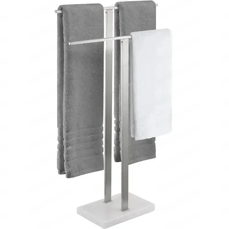Toallero De pie, soporte De 2 niveles con Base De mármol, suelo De baño, diseño estable mejorado, acero inoxidable, Toallero De Pie
