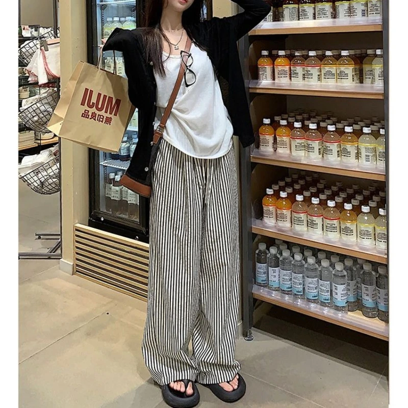 Autumn Maternity Loose Casual Pants Block Color Striped Pregnant Woman Belly Trousers