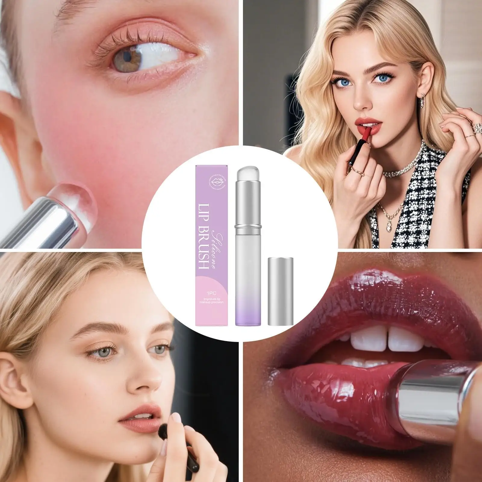 ソフトシリコンリップブラシ丸頭メイクブラシ口紅アプリケーターグロスクリームバームスクラブリップ化粧品ツールアイシャドウブラシ