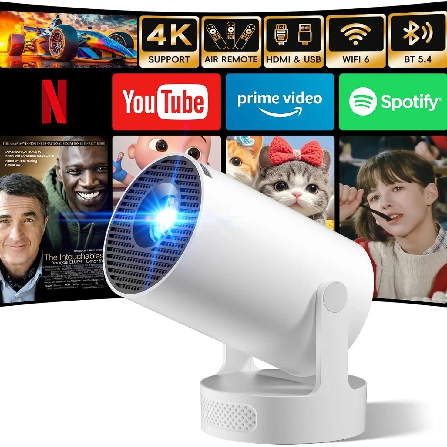 

Wimius L1 Mini Projector 1080P Support 300 ANSI Android 11 Wifi Bluetooth Projector Auto Keystone Home Projector Portable