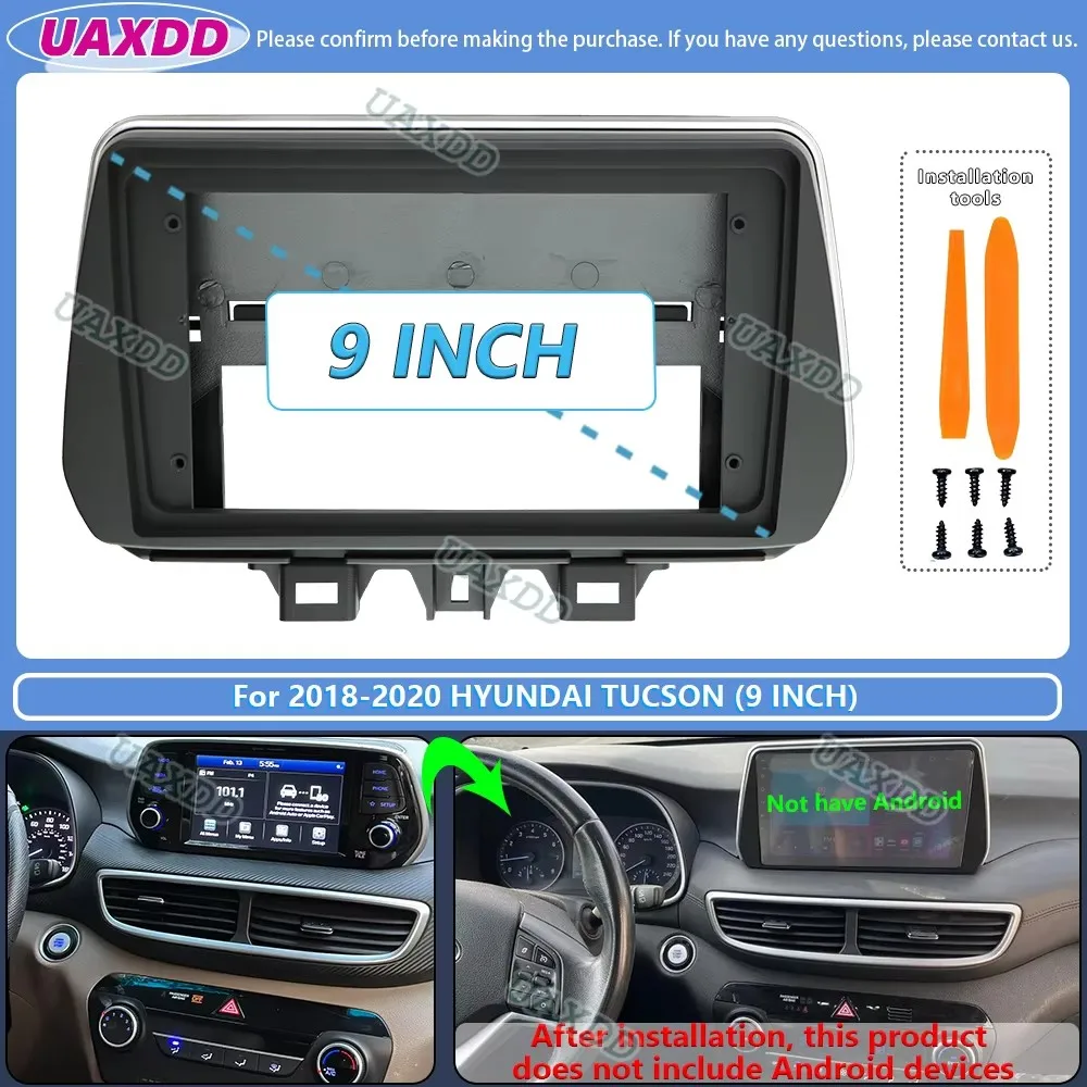 For 2018-2020 Hyundai TUCSON 9 Inch 2 Din Car Stereo Radio Android Frame Panel Fascia Cable Video Harness CD Multimedia Dashboar