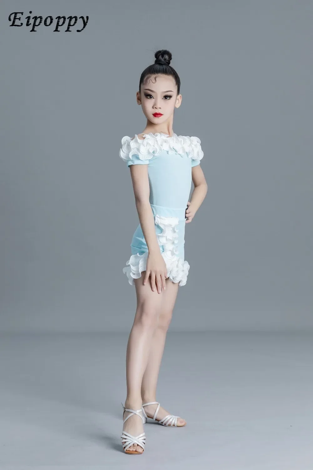 فستان رقص لاتيني للأطفال ، ملابس ممارسة للبنات ، عرض بدلة الأداء