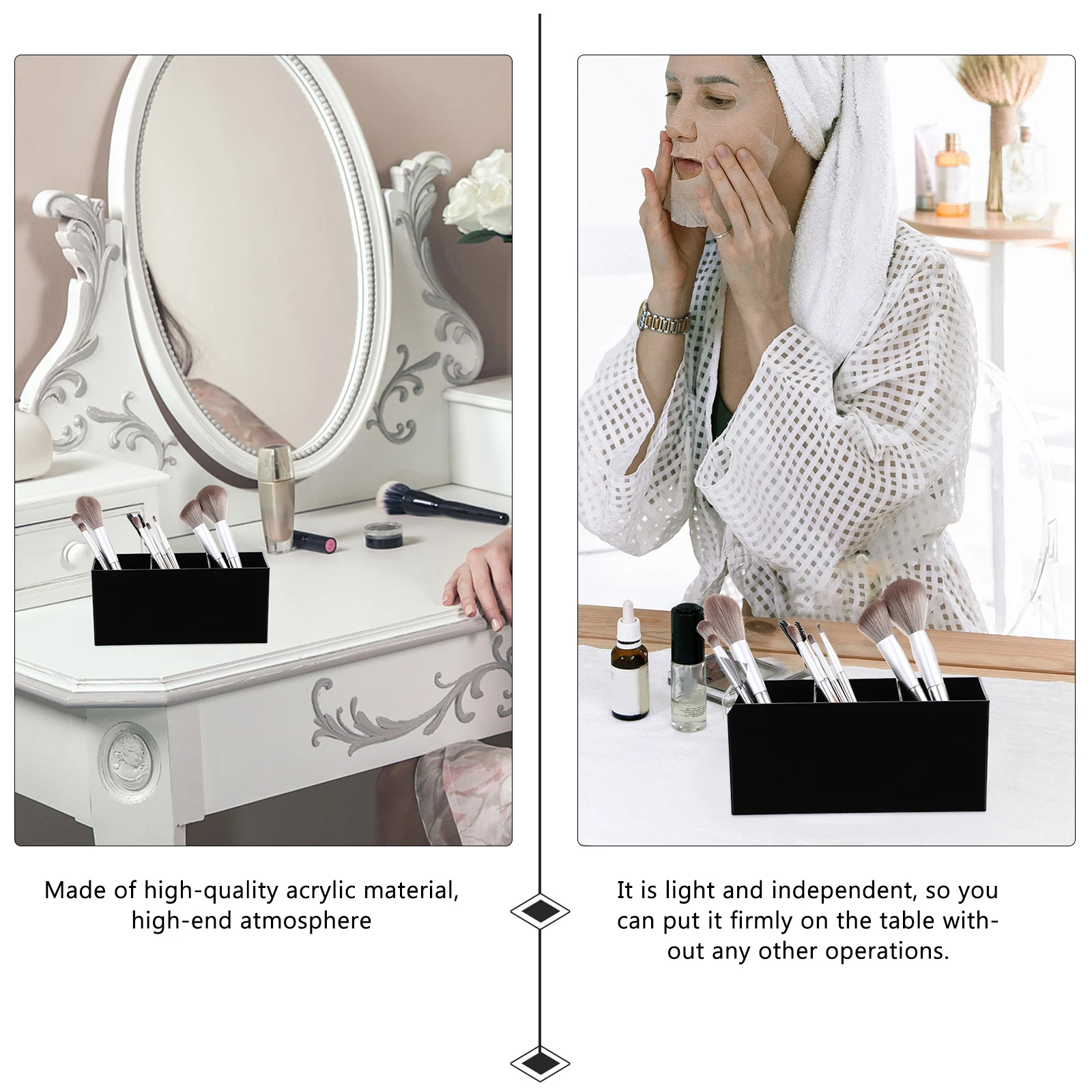 

1Pcs Acrylic Storage Box 3 Grid Lipstick Holder Makeup Brush Organizer Stationery Container Desktop Organizer Pen Container