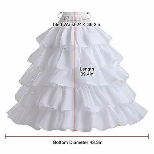 Full Shape Hoop Skirt 5 Ruffles Layers Ball Gown Petticoat Underskirt Slip 2025