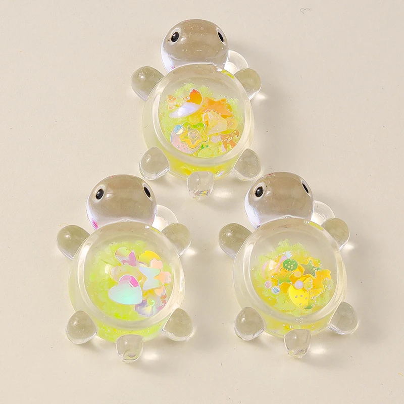 Leslie 10 Stück 21 x 30 mm kreative Glitzer-Schildkröten-Charms aus Kunstharz, Schildkröten-Anhänger für Ohrringe, Halskette, Schmuck, DIY, süßes Kinderspielzeug – Detail 8