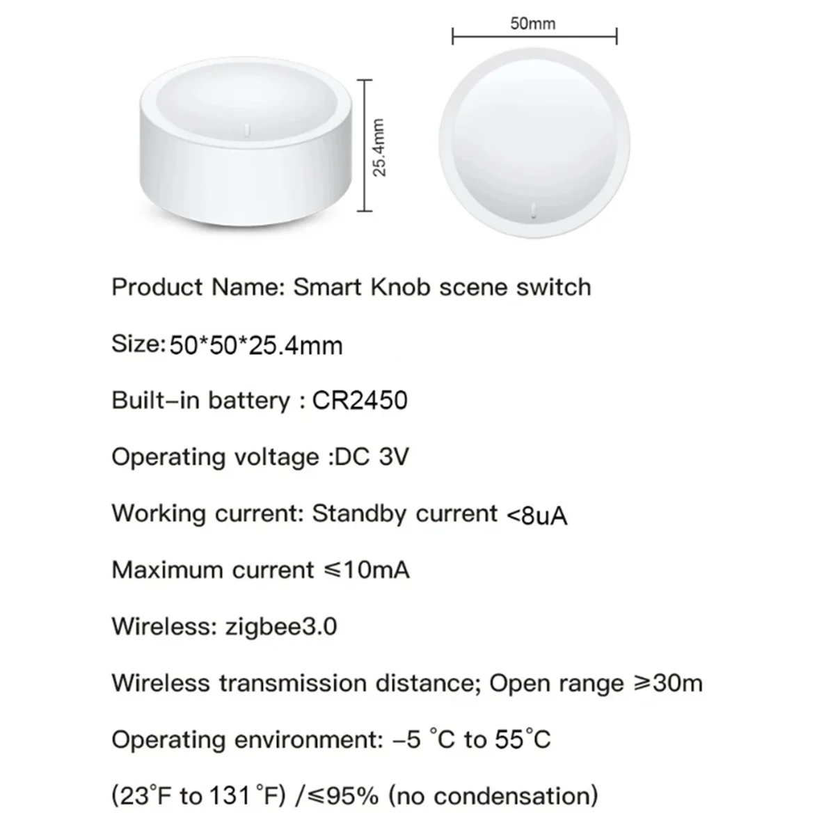 Tuya ZigBee Knob Switch Wireless Scene Button Rotatable Dimmer Switch Smart Home Automation Linkage