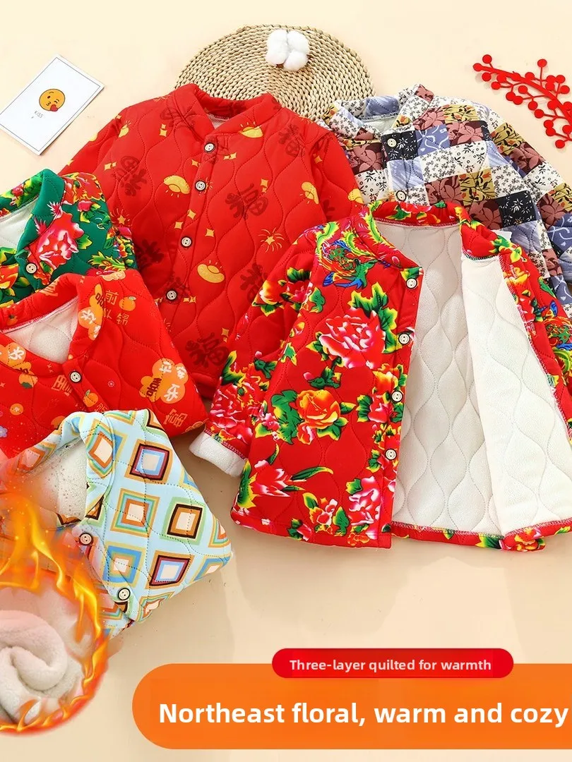 

Зимняя куртка Thiened Tee-Layer Fce для детей, утепленная хлопком, для мальчиков и девочек, уличный стиль, сладкий, свободный крой, длинный рукав...