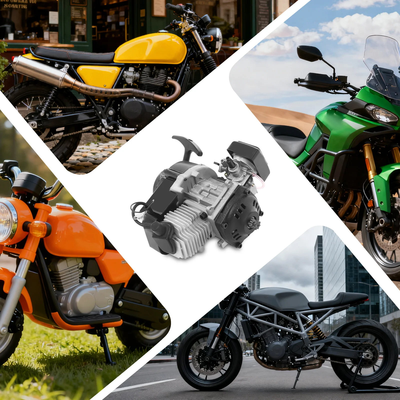 49cc Motor Engine, Motor Air-Cooled 2 Stroke, Hydraulic Mini Motorcycle Engine for RV Scooter ATV, High Power Durable Alloy Material