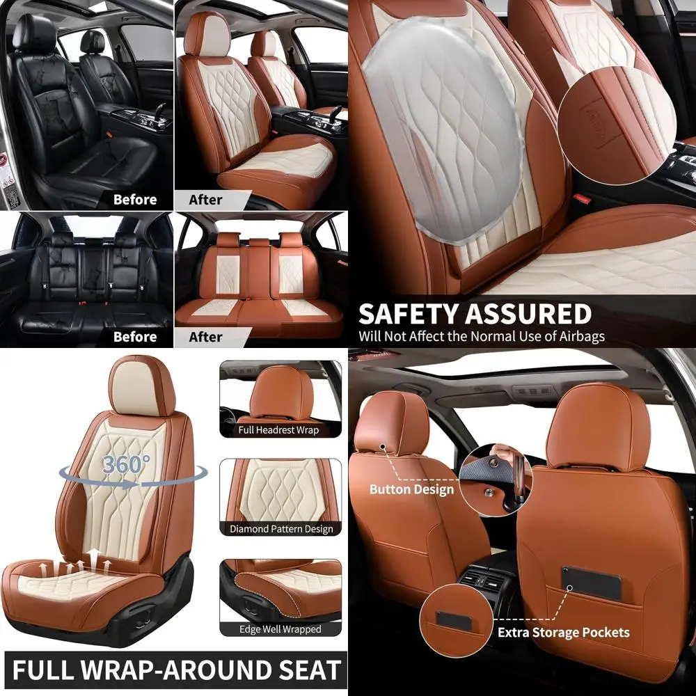 

2 Pack Car Seat Covers, Front Luxury Leather Waterproof Seat Covers for Cars, Car Seat Protector Automotive Car Accessories Univ