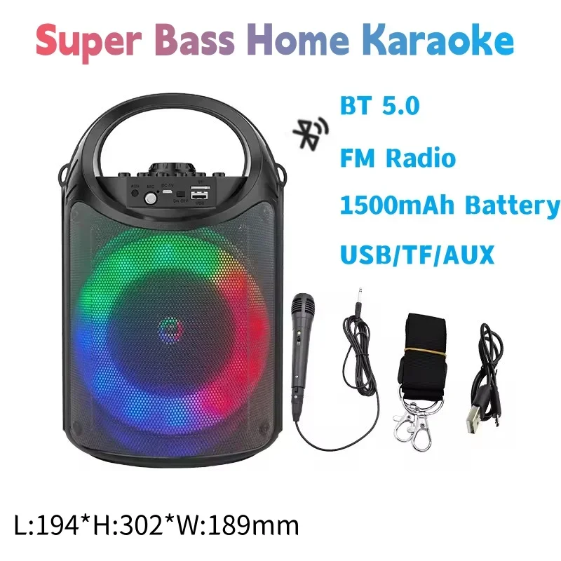 Powerful Home Party With Microphone Wireless Caixa De Som Bluetooth Speaker Portable Super Bass Subwoofer Family Karaoke USB/FM