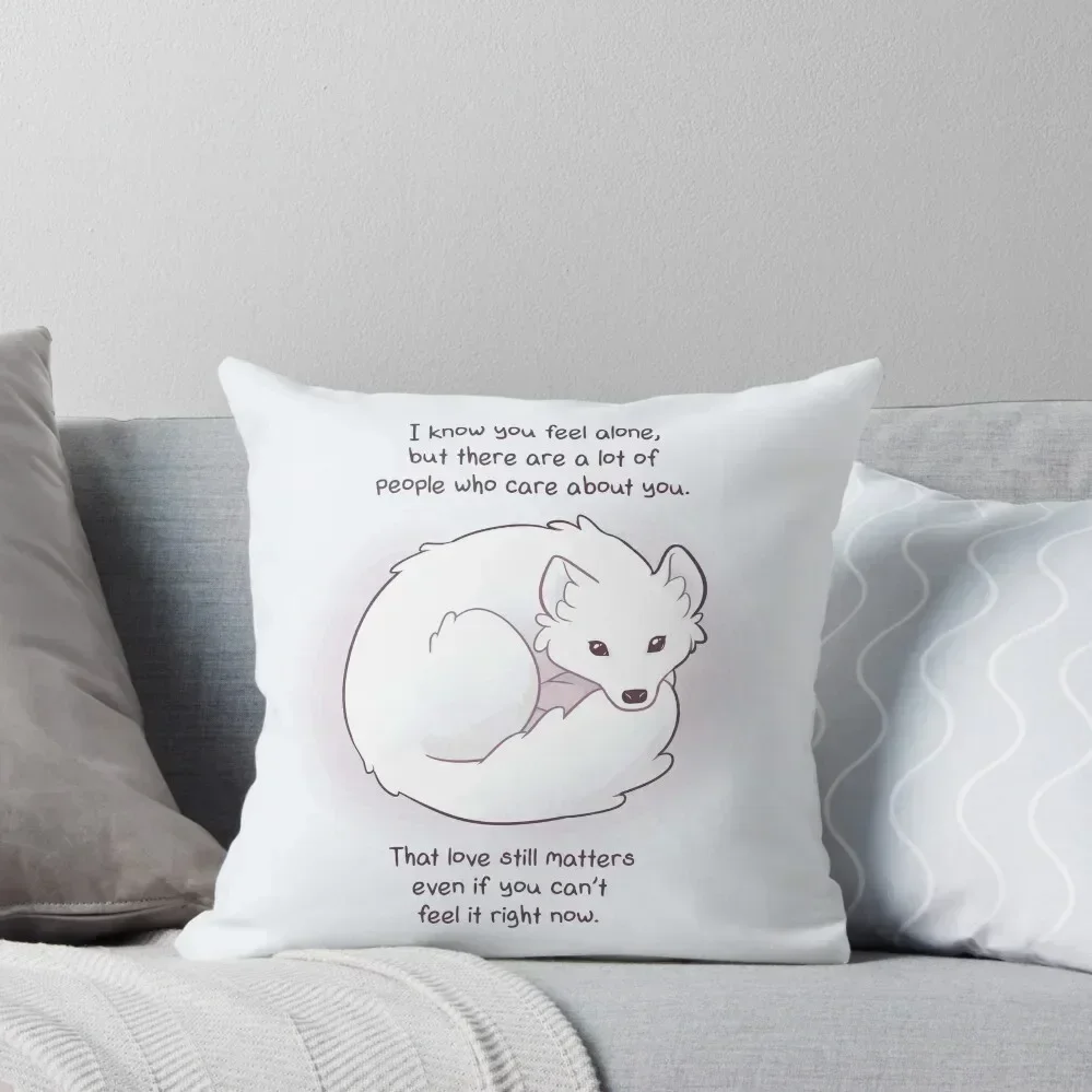 I Know You Feel Alone Arctic Fox Throw Pillow Sitting Cushion Cusions Cover Pillowcase luxury decor pillow