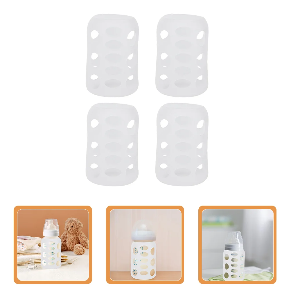 

4 Pcs Milk Bottle Cover Glass Feeding Sleeve Baby Protector Silicone Nursery Sleeves