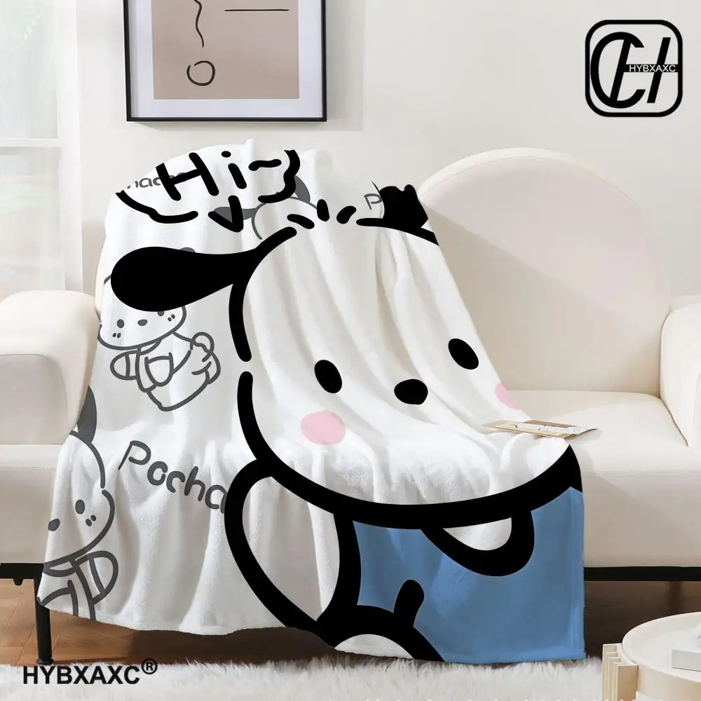 

Cute Sanrio pochacco Throw Blanket Aesthetic Art Flannel Blanket Portable Home Travel Camping Sofa Picnic Thickening Flannel B
