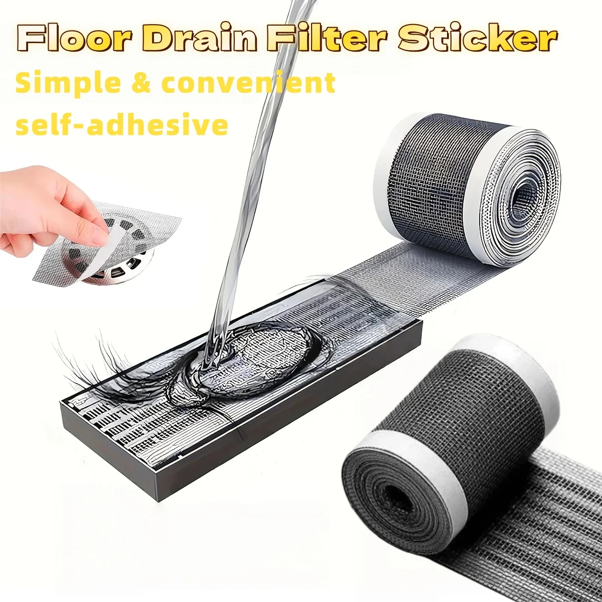 1pc 5mX7/10/12cm Self-Adhesive Floor Drain Stickers Shower Drain Hair Catcher Disposable Mesh Sink Strainer Filter For Bathroom