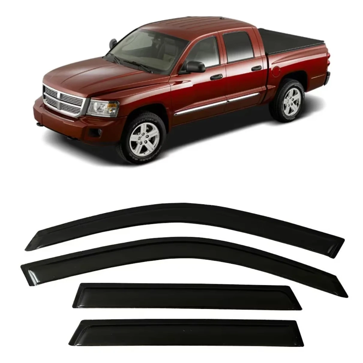 

Window Visor Rain Guards for DODGE DAKOTA QUAD CAB 2005 2006 2007 2008 2009 2010 2011 Wind Deflectors Door Visor Vent Shades