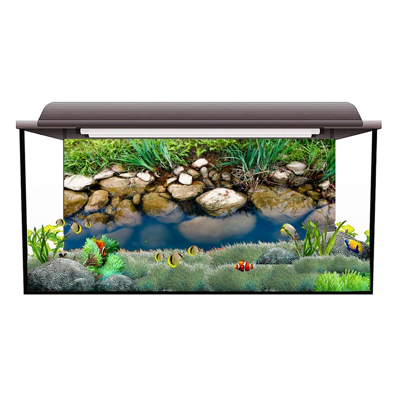 3D Effect River Rock  Aquarium Vinyl Background Poster HD Rock Stone Self Adhesive Fish Tank Wallpaper 3d Background