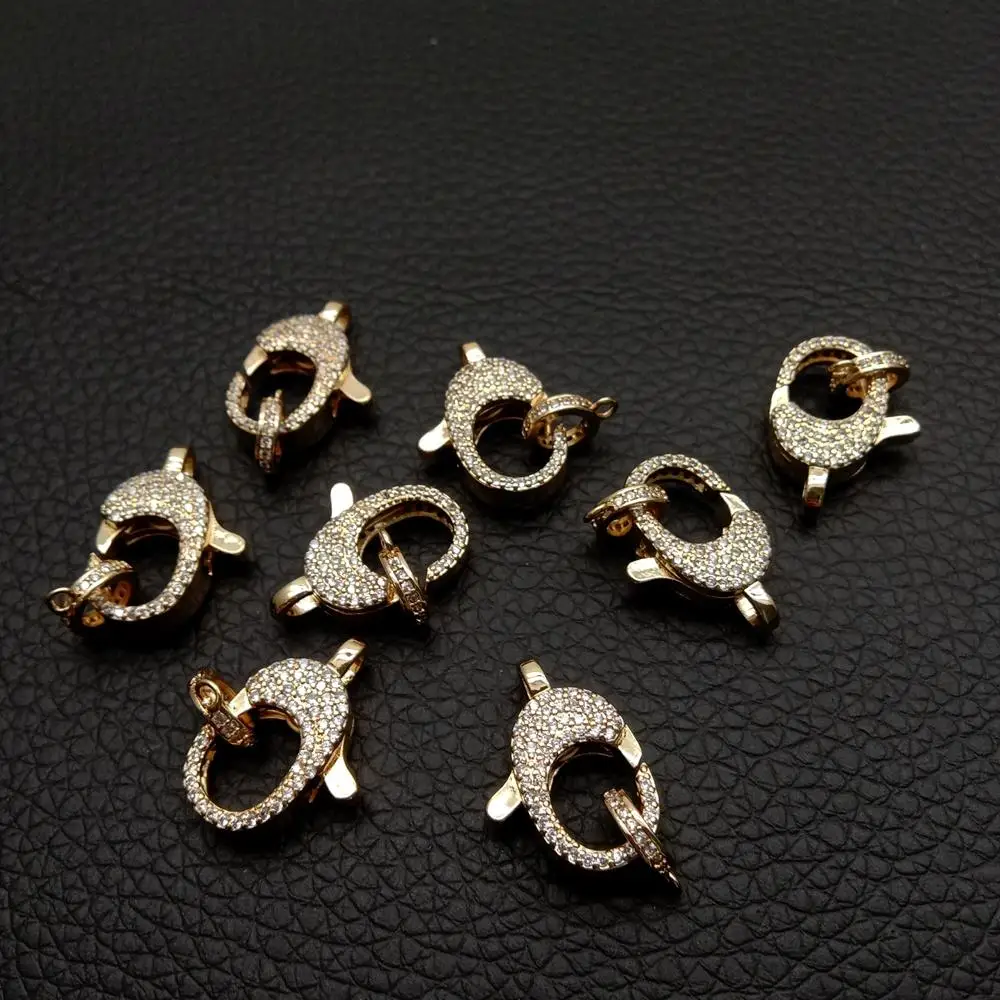

10 PCS 10x19mm Gold Color Brass Cz Pave Lobster Clasps Connectors DIY Jewelry Findings Accessories Wholesale