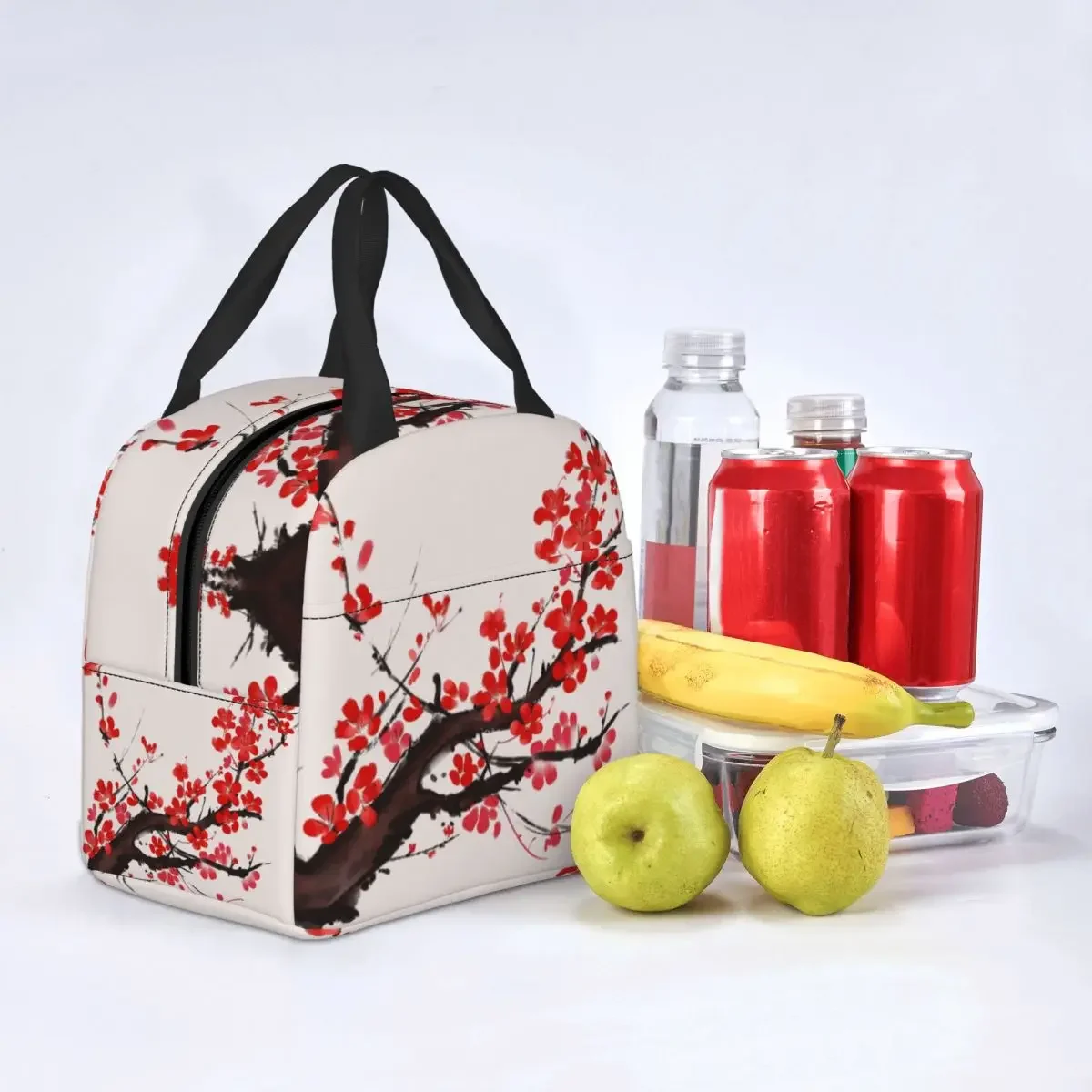 Vendita calda lunch box per uomo cute bag cina continentale bento bag picnic beautiful red tree insulated lunch bag