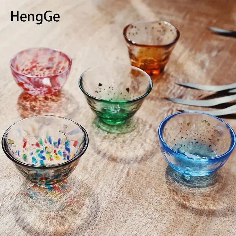 Japanese Classical Small Wine Glass Creative Handmade Colour Glass Cup Dining Table Sake Glass Cups Household Tea Table Teacup