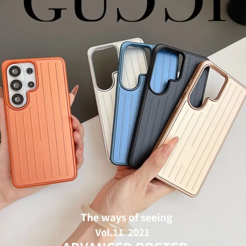 Luxury Stripe Leather Phone Case for Samsung Galaxy S24 S25 S26 Ultra S26 Plus Shockproof Business Anti-Scratch Protective Cover