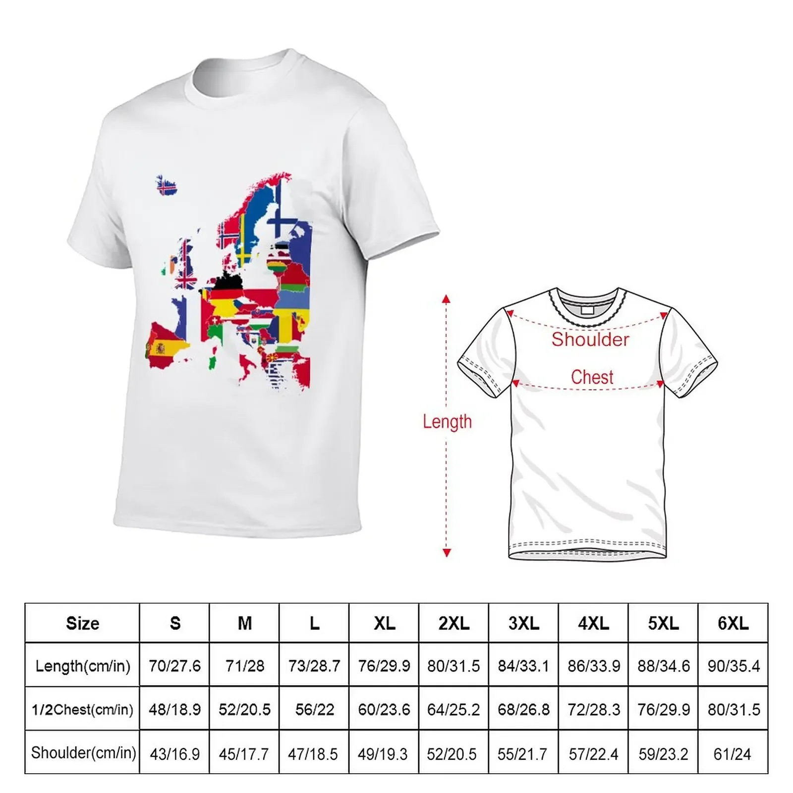 Europe map flags T-Shirt Blouse funnys summer top mens t shirt graphic