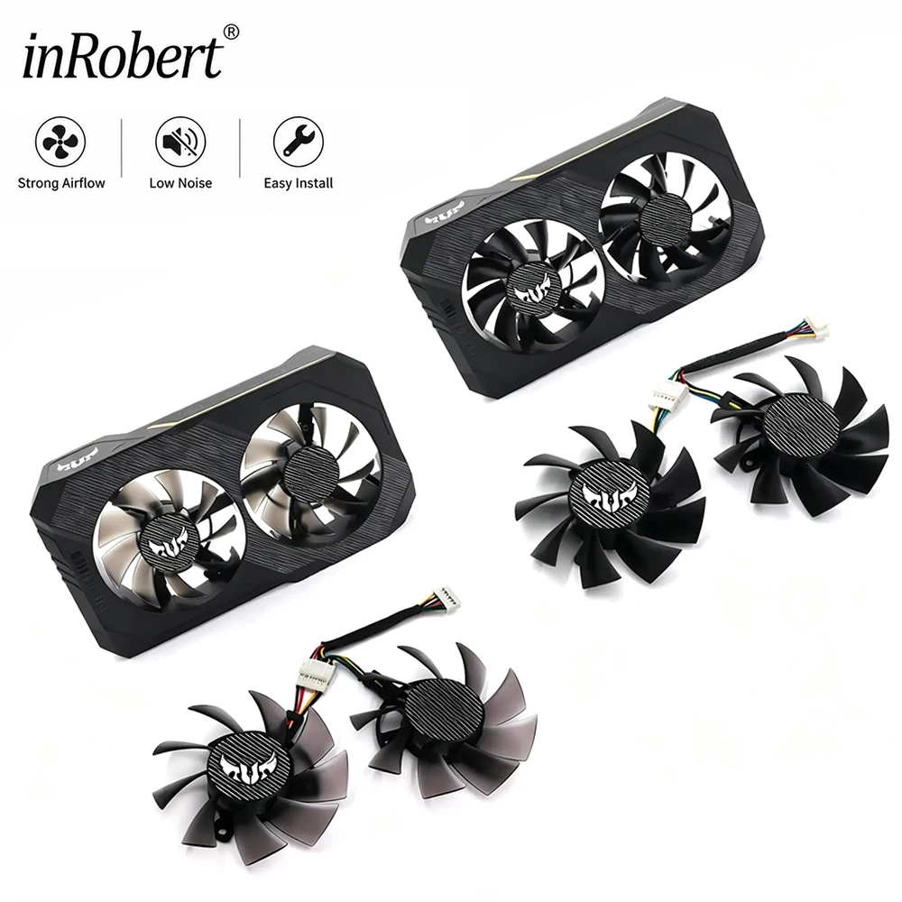 F​or ASUS TUF GTX 1650 1650S 1660 1660S 1660Ti 75MM T128015BU T12015SU 6Pin / 6Pin 4-wireGraphics Card Replacement Fan