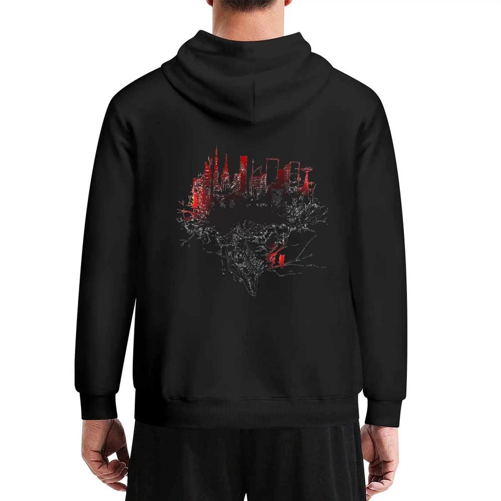 

Urban City Skull Artwork Hoodie men's sweat-shirt anime clothing men's coat japanese style hoodie