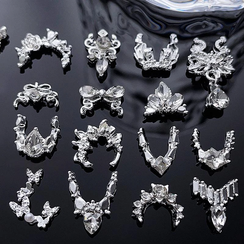 

10PCS Shiny 3D Luxury Alloy Arc Nail Art Rhinestone Charms Jewelry Accessories For French Nails Decoration Manicure Supplies