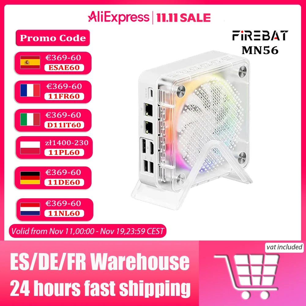 FIREBAT MN56 MINIPC AMD R7-8745HS Mini PC Colorful Gamer 16GB DDR5 512GB SSD AMD Radeon™780M BT5.2 WIFI6 Desktop Computer