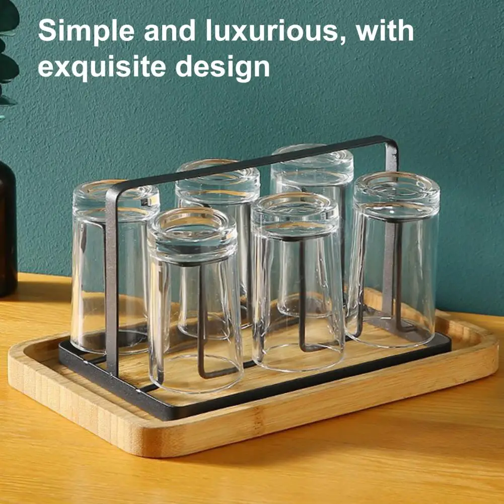 Cup Holder for Kitchen Metal Cup Storage Rack Space-saving Metal Cup Holder Bottle Drying Rack with 6 for Glasses for Vertical